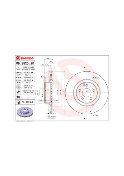 Brembo 09982521 Fren Diski Ön Mercedes C219 W211 S211 X204 A2044212912 -