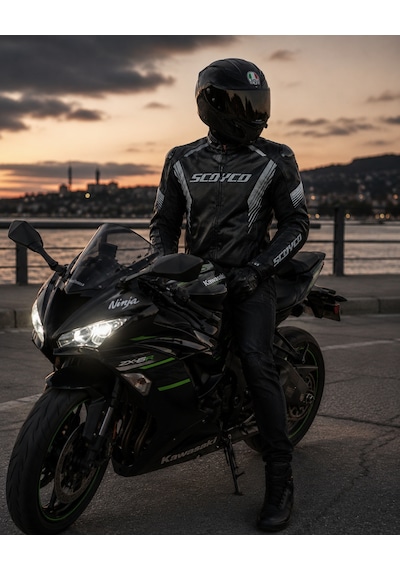 Scoyco Jk322 Motosiklet Montu 4 Mevsim Oxford 600-d Dayanıklı Kumaş Deri Motorcu Mont Siyah Çok Renkli