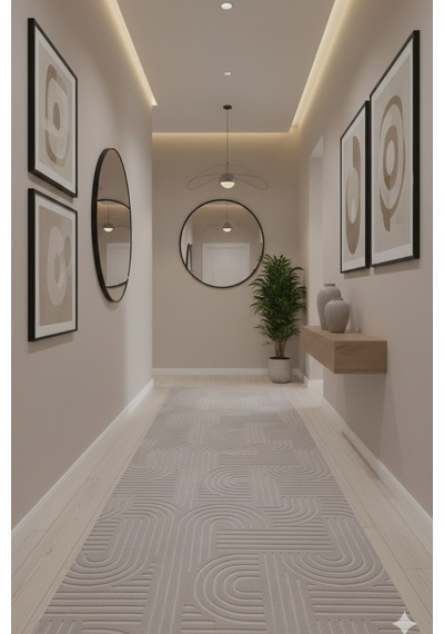 Salon Halısı 6017 Vizon Kaymaz Taban Yıkanabilir Leke Tutmaz Özel Ölçü Sade Tasarım Bej - 844249026 Bej