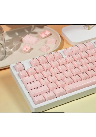 Mekanik Klavye Crystal Jelly Keycap -136 Tuşlu Yarı Saydam  Rgb Tuş Takımı Pembe
