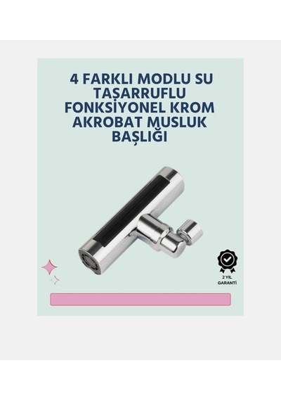 4 Modlu 360 Derece Dönebilen Şelale Basınçlı Su Tasarruflu Fiskiye Musluk Lavabo Batarya Başlığı,ucu 1 Adet