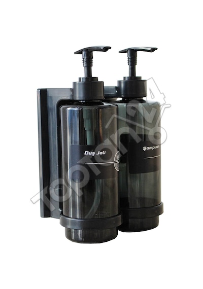 Boş Şampuan Şişesi 400 Ml Aparatlı İkili Set - 5 Adet Açık Siyah