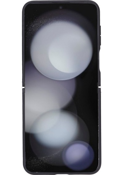 Samsung Galaxy Z Flip5 Uyumlu, Hakiki Deri, El Yapımı Arka Kapak Parlak Siyah Diğer