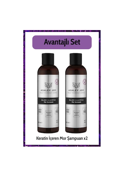 Platin,sarı Saçlara Özel Turunculaşma Karşıtı Keratin Içeren Sülfatsız Silver Mor Şampuan 250ml X2