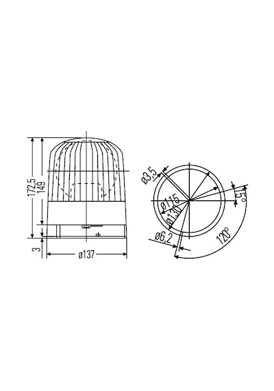 Halojen-döner Ikaz Lambası - 24v - Amber - Montaj/vidalanmış - Soket Modeli: Yassı Soket - Miktar: 1 Beacon 2rl 007 550-011