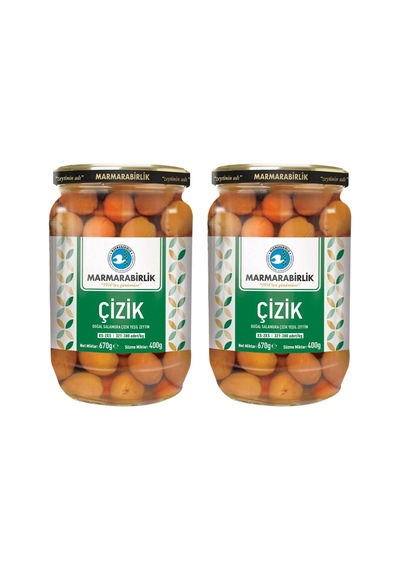 Marmarabirlik Yeşil Çizik Zeytin 400 Gr Cam Xs-2xs X 2 Adet