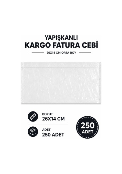 Northcity 26x14 Cm Orta Boy Yapışkanlı Kargo Fatura Cebi 250 Adet