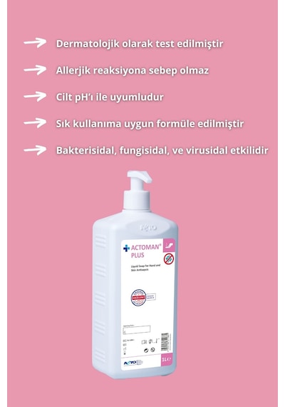 Actoman Plus El ve Cilt Dezenfektanı için Sıvı Sabun 1 L