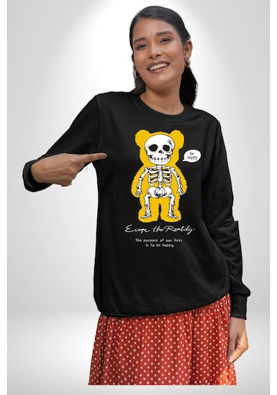 Mutlu Ol Unisex Siyah Sweatshirt Siyah