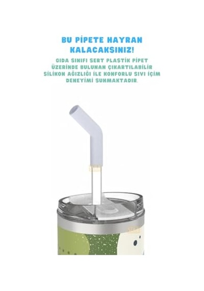 Desenli Pipetli Pipetsiz Çift Kullanım Tumbler Kahve Bardağı Mug Paslanmaz Çelik Termos Jungle Diğer