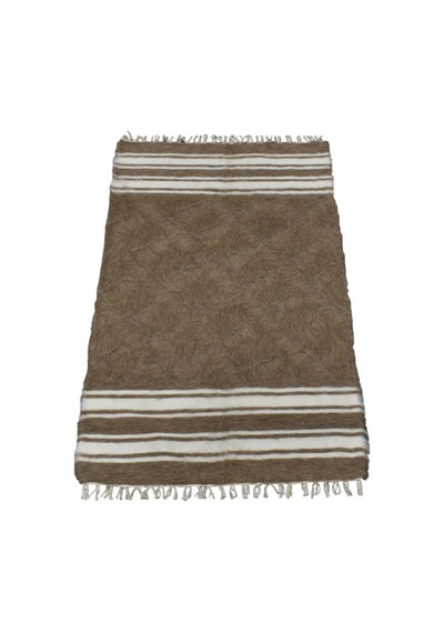 Kilim Antik El Dokuma Yün Çizgili Tiftik Siirt Battaniyesi 0023 - Yeni - Açık Kahverengi