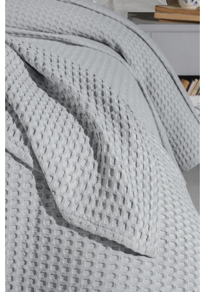 Mulberry Havuzlu Pike Battaniye %100 Pamuk Kalın İplik Yumuşak Çift Kişilik 220 x 240 Gri
