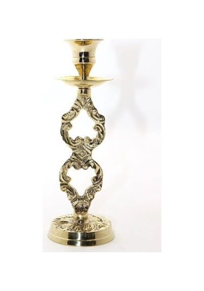 Tekli Pirinç Şamdan Model 4 Altın