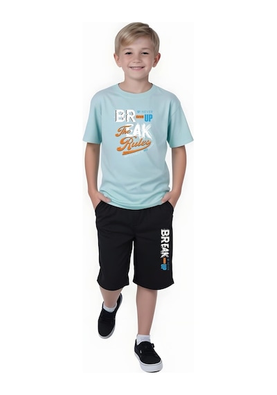 Fyk Kids Erkek Çocuk Yazlik Break Baskili Alt-üst Takim Mint Yeşil