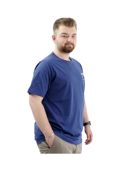 Mode Xl Erkek Büyük Beden T-shirt Pamuklu Baskılı Bisiklet Yaka Tişört Number U24051 İndigo İndigo