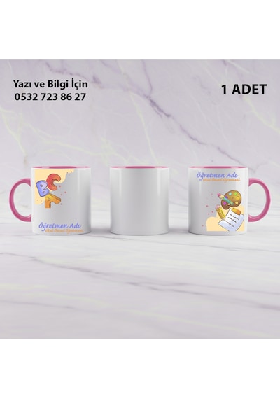 Okul Öncesi Öğretmeni Öğretmenler Günü Kişiye Özel İsim Yazılır Kupa Bardak Öğretmene Hediyelik Pembe