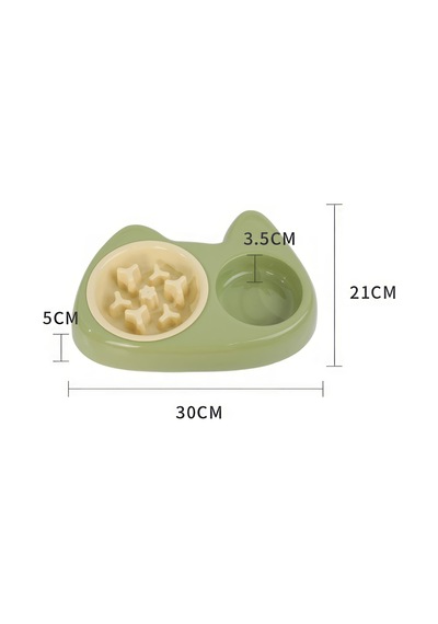 Çelik 360 Ml Plastik Yeşil Kaymaz Taban Yavaş Yeme Kedi Köpek Mama Ve Su Kabı Mt284ys