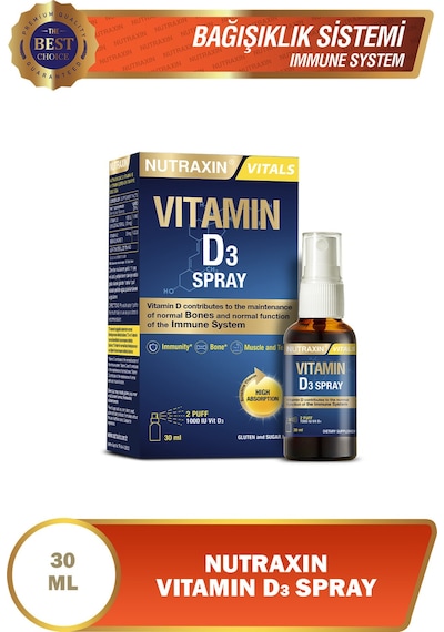 Nutraxin Vitamin D3 Sprey 1000 Iu 30 Ml