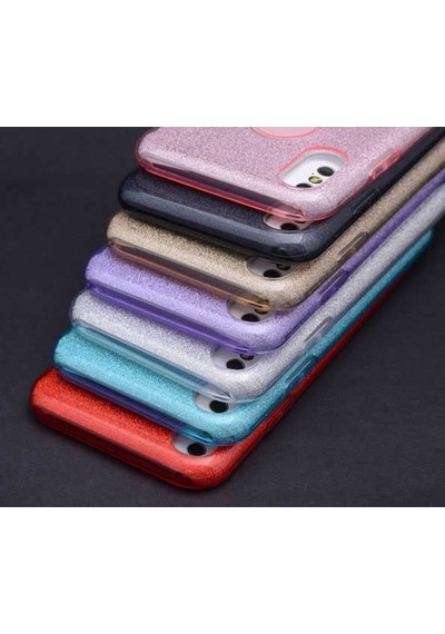 Noktaks - İphone X Uyumlu Kılıf Koruyucu Simli Shining Silikon - Mavi - T3475
