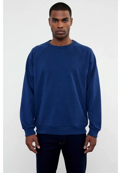 Benerly Erkek Bisiklet Yaka Reglan Kol Oversize Kalıp Sweatshirt Fonksiyo Lacivert