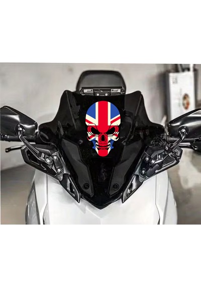İngiliz Bayraklı Kuruafa Sticker - Araba Oto Motosikletkaravan Sticker - 00111 20x13 Cm