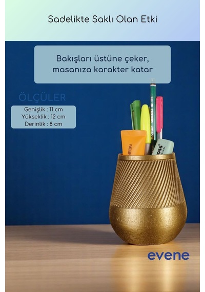 Kalemlik Masa Kalemliği Organizer Kalemlik Altın Renk Model 89 Çok Renkli