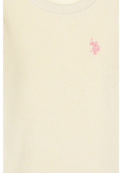 U.S. Polo Assn. Kız Çocuk Krem Bisiklet Yaka Basic Kazak 50316842-VR256