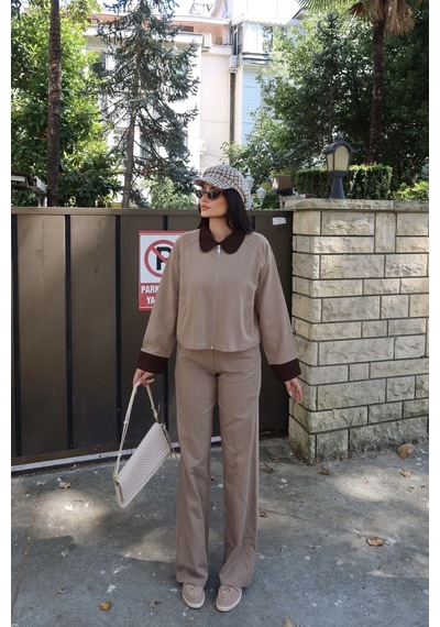 Kechi Woman Gabardin Kumaş Pantolon Bej
