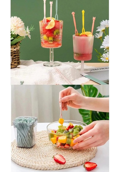 Plastik Cin / Cips / Meyve / Baklava / Sunum Çatalı 100 Adet Çok Renkli
