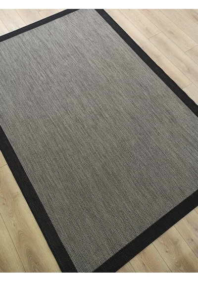 Çam Halı Sisal 9715 Gri / Siyah Bordürlü Jüt Sisal Kilim