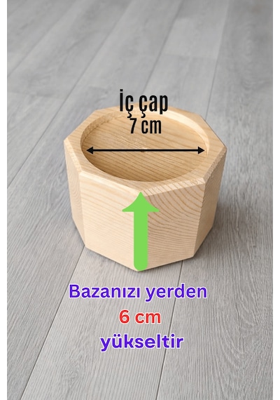 Robot Süpürge İçin Doğal Ahşap Koltuk Baza Yükseltici, "6 Cm Yükseltir" Oyuklu Takoz 1 Adet