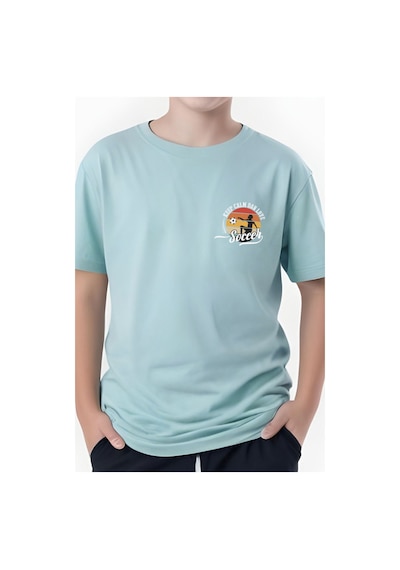 Panios Kids Soccer Baskılı Erkek Çocuk Kısa Kollu Tişört Mint Yeşili
