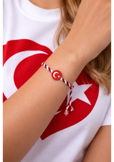 3 Adet Ayyıldızlı Marteniçka Bileklik Kırmızı - Beyaz