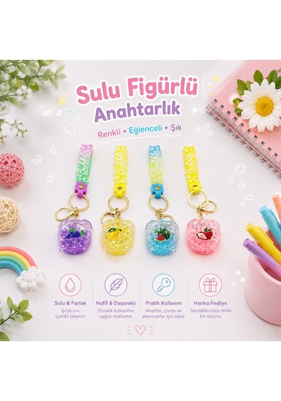 Mika Kristal Anahtarlık Altın Kulplu