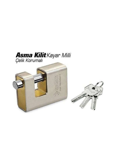 Sgs Yassı Asma Kilit Kayar Milli Çelik Korumalı 90mm Sgs1372