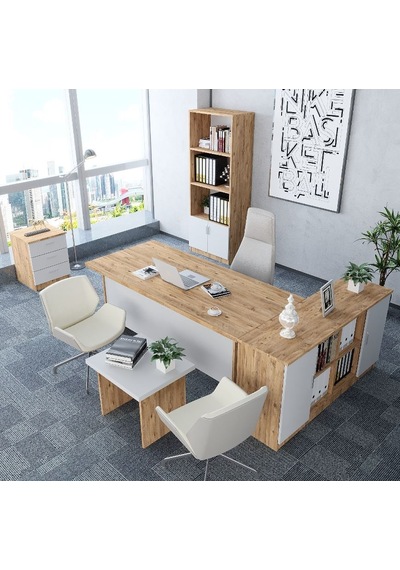 Padova 5'li Ofis Takımı  Model 3 Çam Beyaz