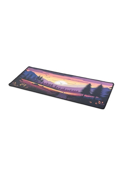 Büyük Oyuncu Mouse Pad 300x700 Mm, Günbatımı Temalı Mikro Kumaş Yüzeyli Desenli Mousepad, Kaymaz Kauçuk Tabanl