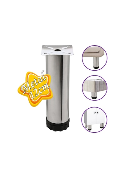 Metal Ayarlanabilir 12 Cm Krom Destek Ayağı Mobilya Kanepe Baza Koltuk Dolap Sehpa Tv Ünitesi Ayağı