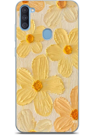 Samsung Galaxy A11-m11 Uyumlu Güneşin Dokunuşu Sarı Papatya Baskılı Silikon Kılıf Renkli
