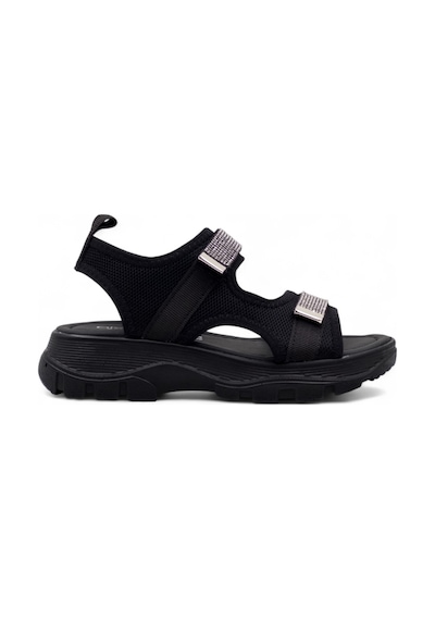 Divamod Taşlı Cırtlı Kadın Sandalet Siyah