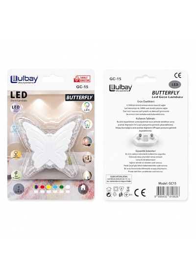 10 Adet Kelebek Led Gece Lambası Gc-15 5332 .