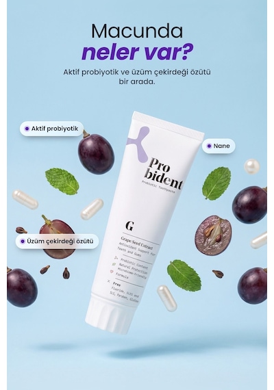 Probident Üzüm Çekirdeği Özütü İlaveli Probiyotik Diş Macunu 75 ML