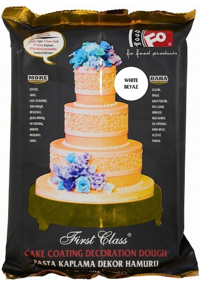 Beyaz First Class Kaplama, Dekor Ve Çiçek Yapımı İçin Şeker Hamuru 1 Kg Yeni