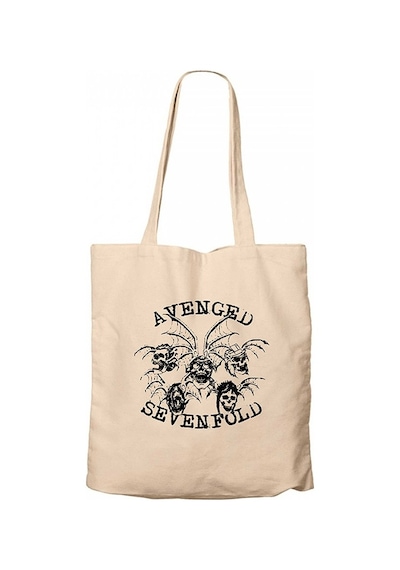 Avenged Sevenfold Smile Skulls Krem Kanvas Bez Çanta Krem