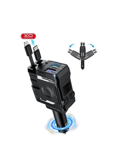 104w Dahili Type-c Ve Lightning Kablolu Usb-a & Usb-c Çıkışlı Dijital Göstergeli Araç İçi Şarj Aleti