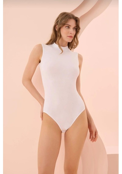 Nbb 2950 Kadın Sıfır Kol Boğazlı Çıtçıtlı Body 12 Adet beyaz