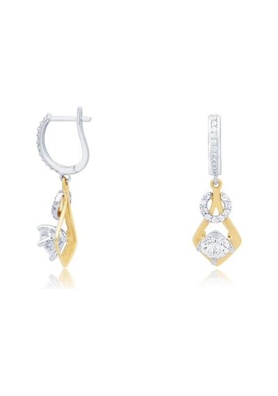 Diamond Line - Gülaylar - Beyaz Sarı Altın 14 Ayar Koleksiyon Küp