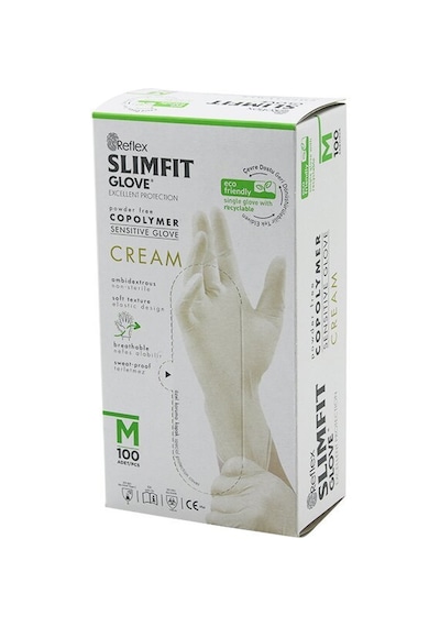 Reflex Slimfit Glove Kod-029 Muayene Eldiven 100'lu Krem Pudrasız