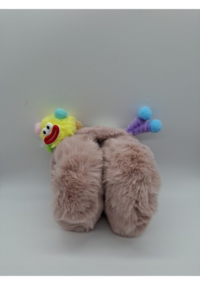 Kervan Pazarı Çocuk Peluş Katlanabilir Figürlü Kışlık Kulaklık Koyu Pembe