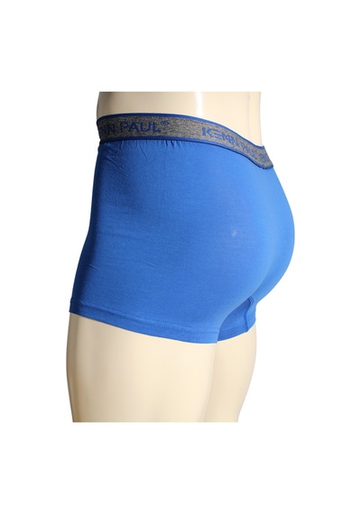 Kenn Paul 3'lü Erkek Düz Mavi Ton Pamuk Boxer Fitted Çok Renkli